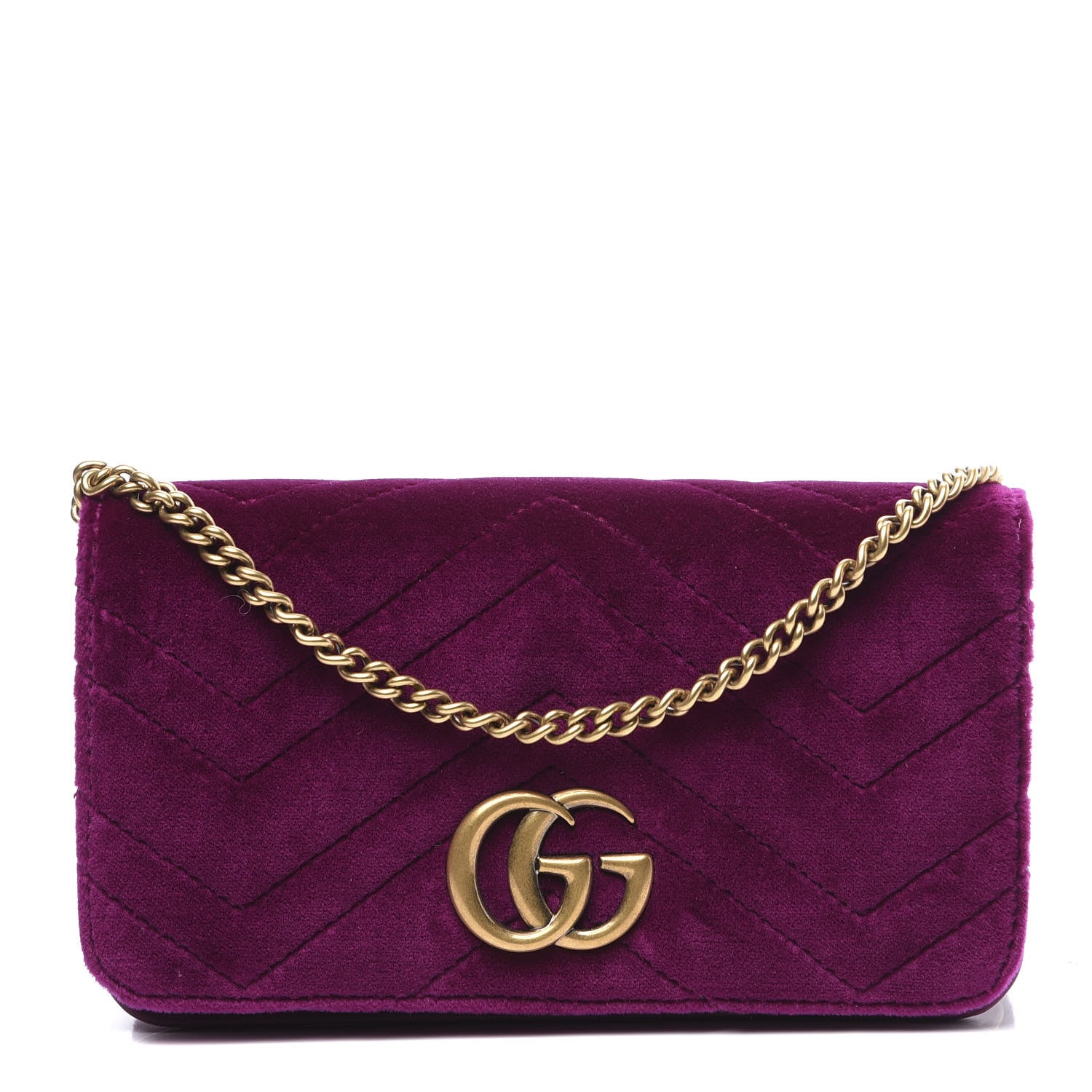 Gucci Velvet Matelasse GG Marmont Mini Bag Fuchsia Violet Cyclamen 1 of 10