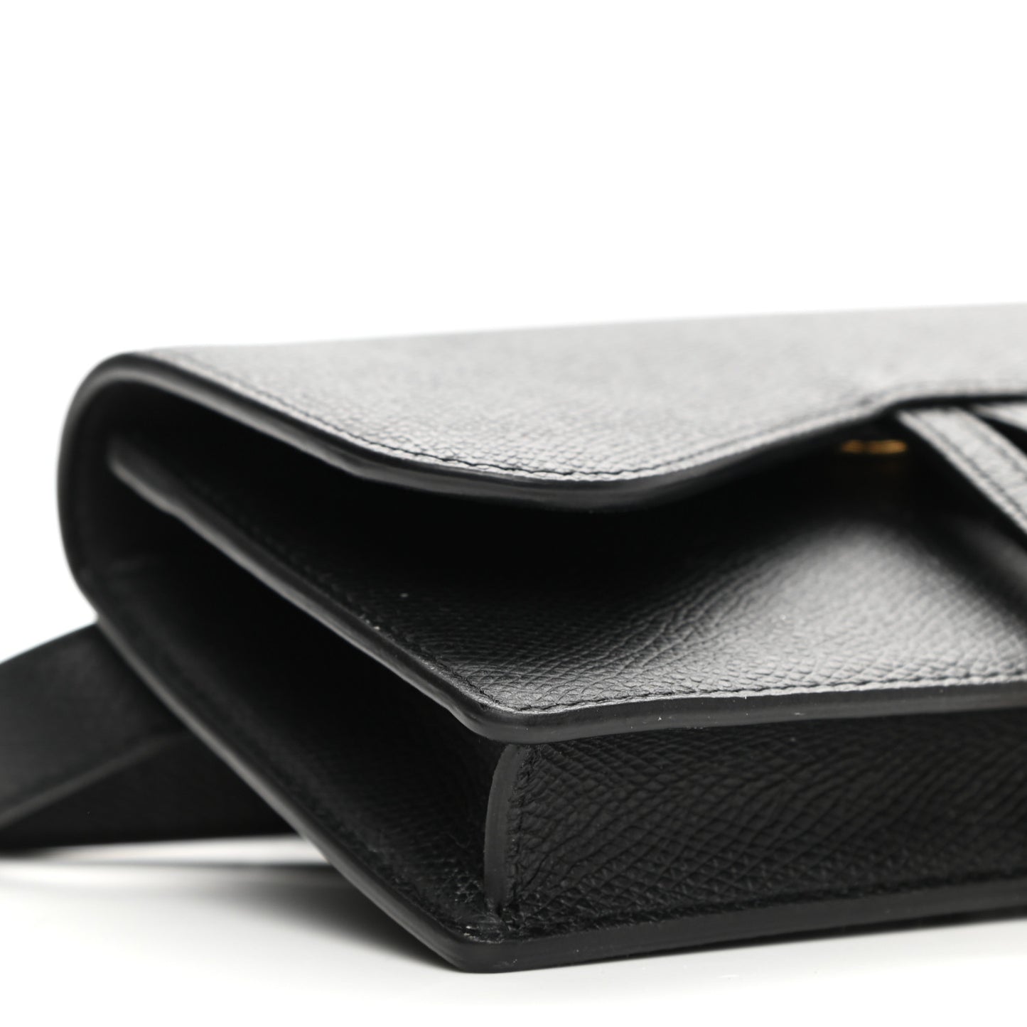Grained Calfskin Saddle Belt Clutch Black