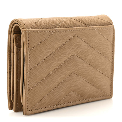 Saint Laurent Grain De Poudre Matelasse Chevron Cassandre Card Case Cork 3 of 11