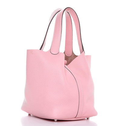 Hermes Taurillon Clemence Picotin Lock 22 MM Rose Sakura 3 of 10