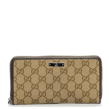 Gucci Monogram Metal Bar Zip Around Wallet Dark Brown 1 of 6