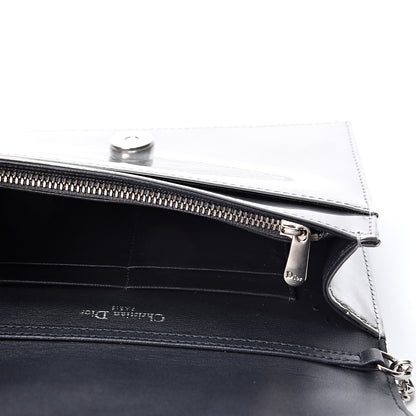 Christian Dior Metallic Patent Micro-Cannage Diorama Wallet on Chain Pouch Silver 4 of 8