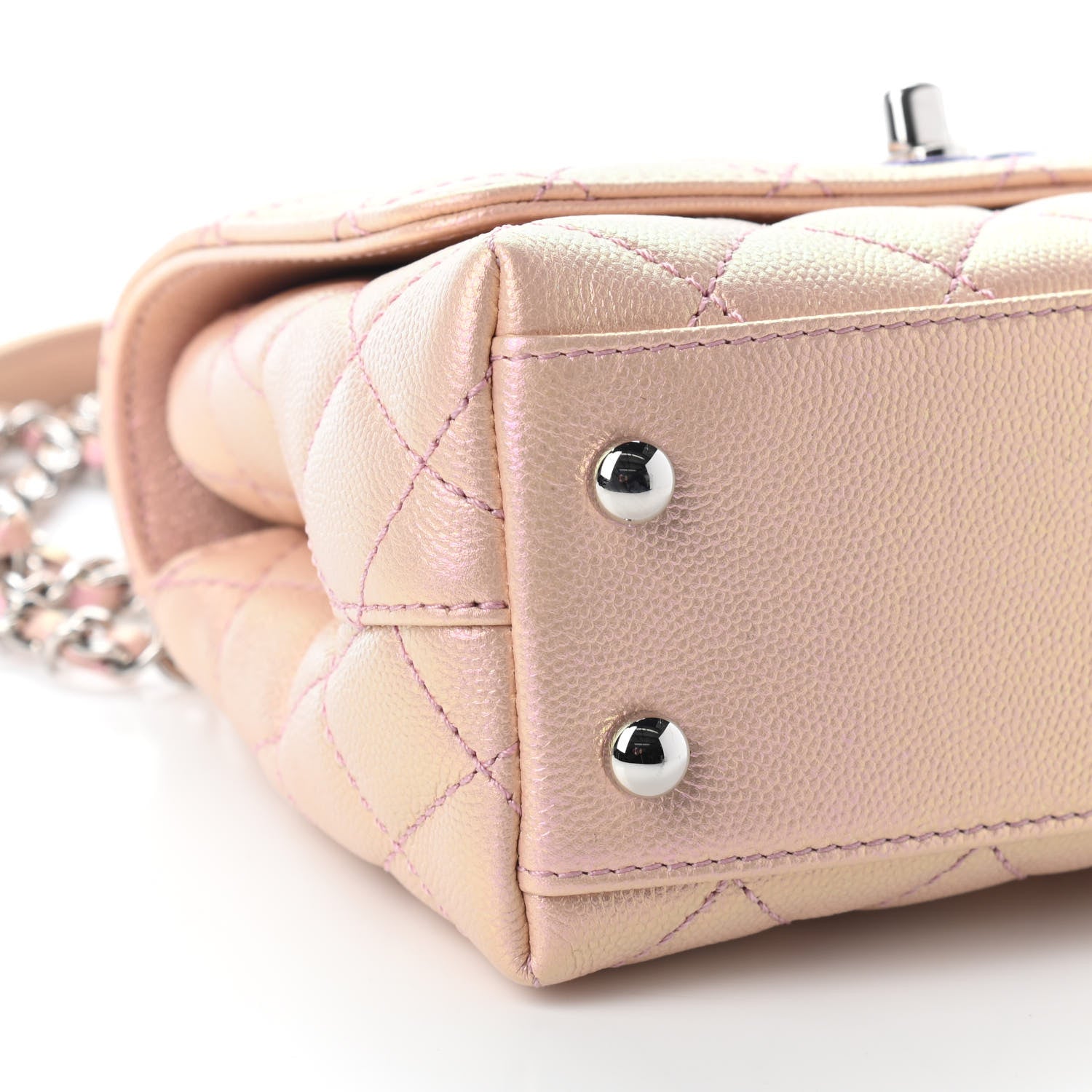 Chanel Iridescent Caviar Quilted Extra Mini Coco Handle Flap Light Pink 8 of 9