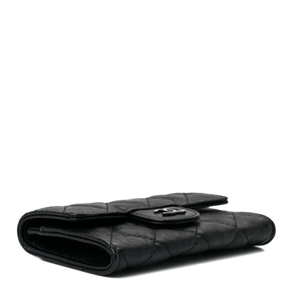 Chanel Crumpled Calfskin Quilted Flap Card Holder Wallet So Black 4 of 13