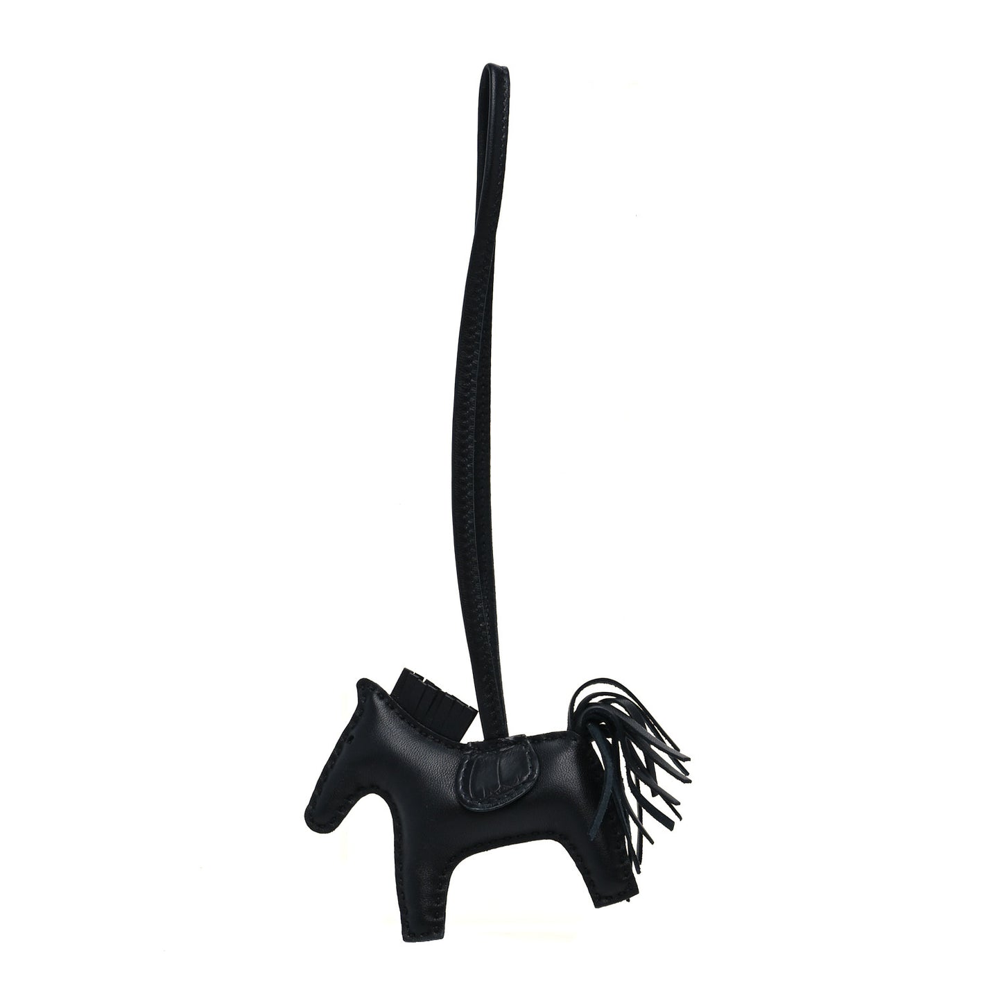 Milo Lambskin Matte Alligator Touch Grigri Rodeo Horse Bag Charm PM So Black