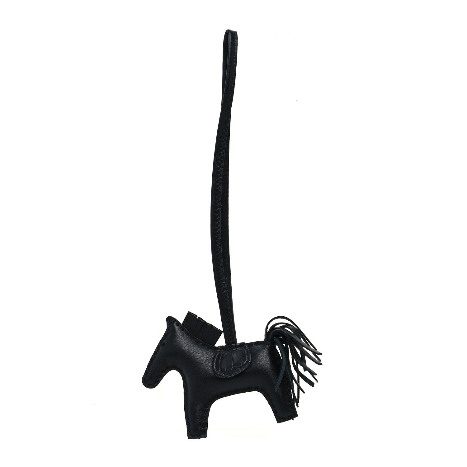 Hermes Milo Lambskin Matte Alligator Touch Grigri Rodeo Horse Bag Charm PM So Black 1 of 4