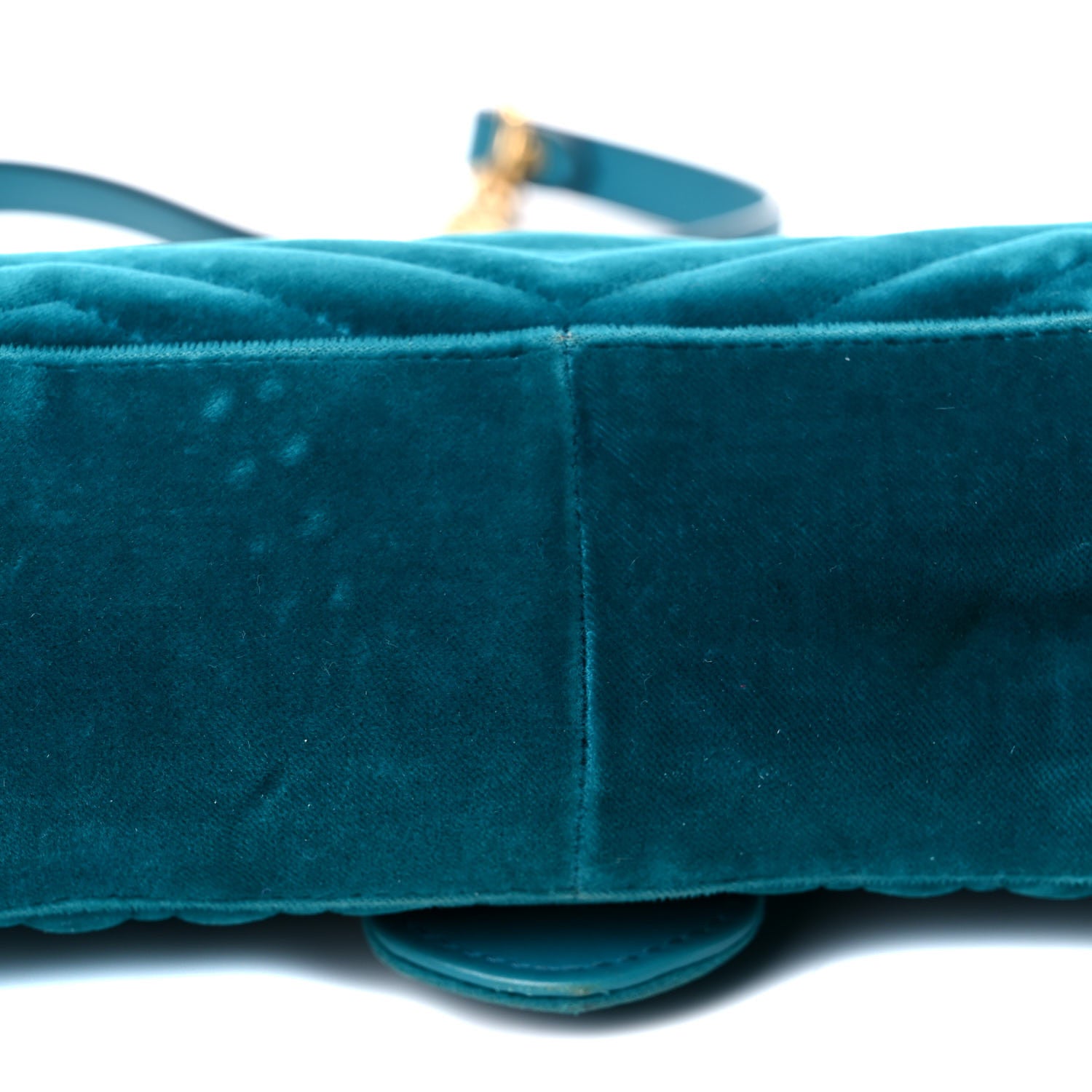 Gucci Velvet Matelasse Small GG Marmont Shoulder Bag Pavone Cyan 21 of 28