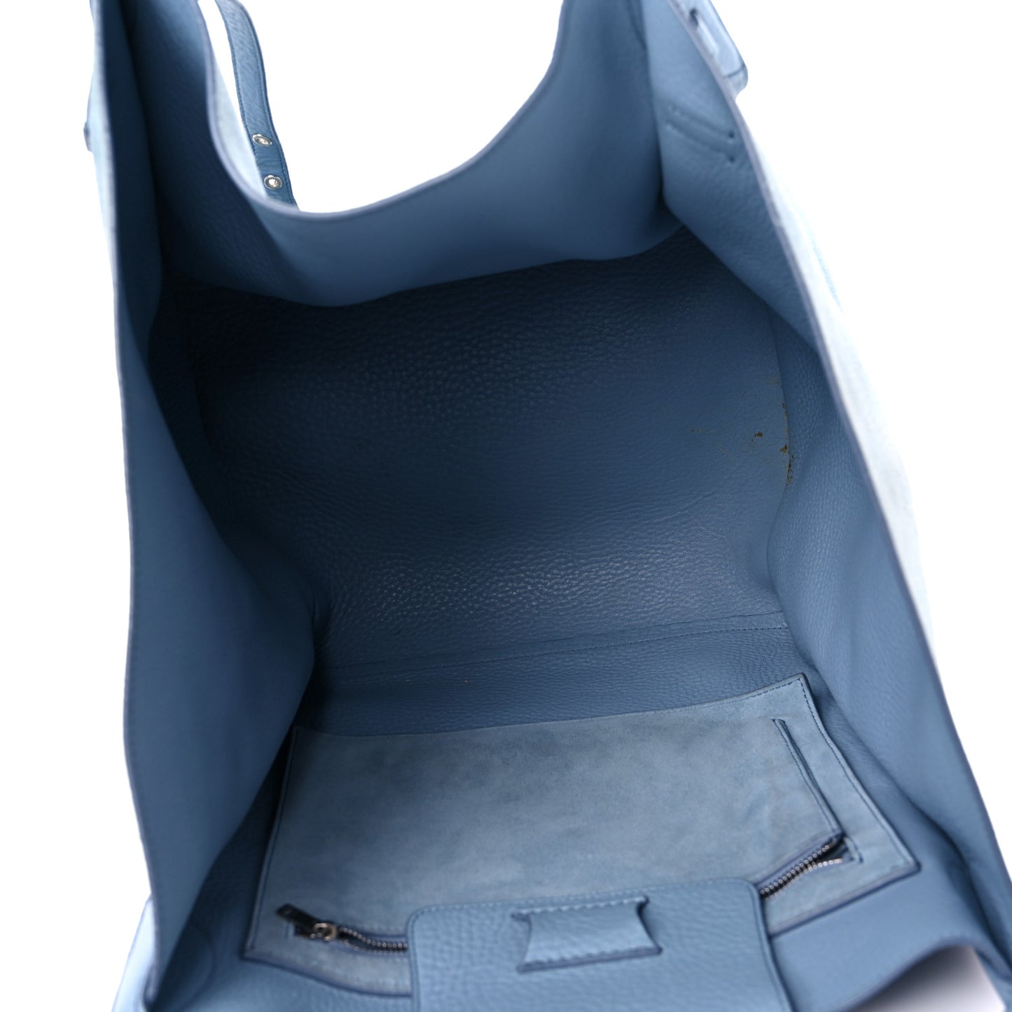 Suede Supple Grained Calfskin Medium Big Bag Slate Blue