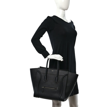 Celine Drummed Calfskin Mini Luggage Black 2 of 8