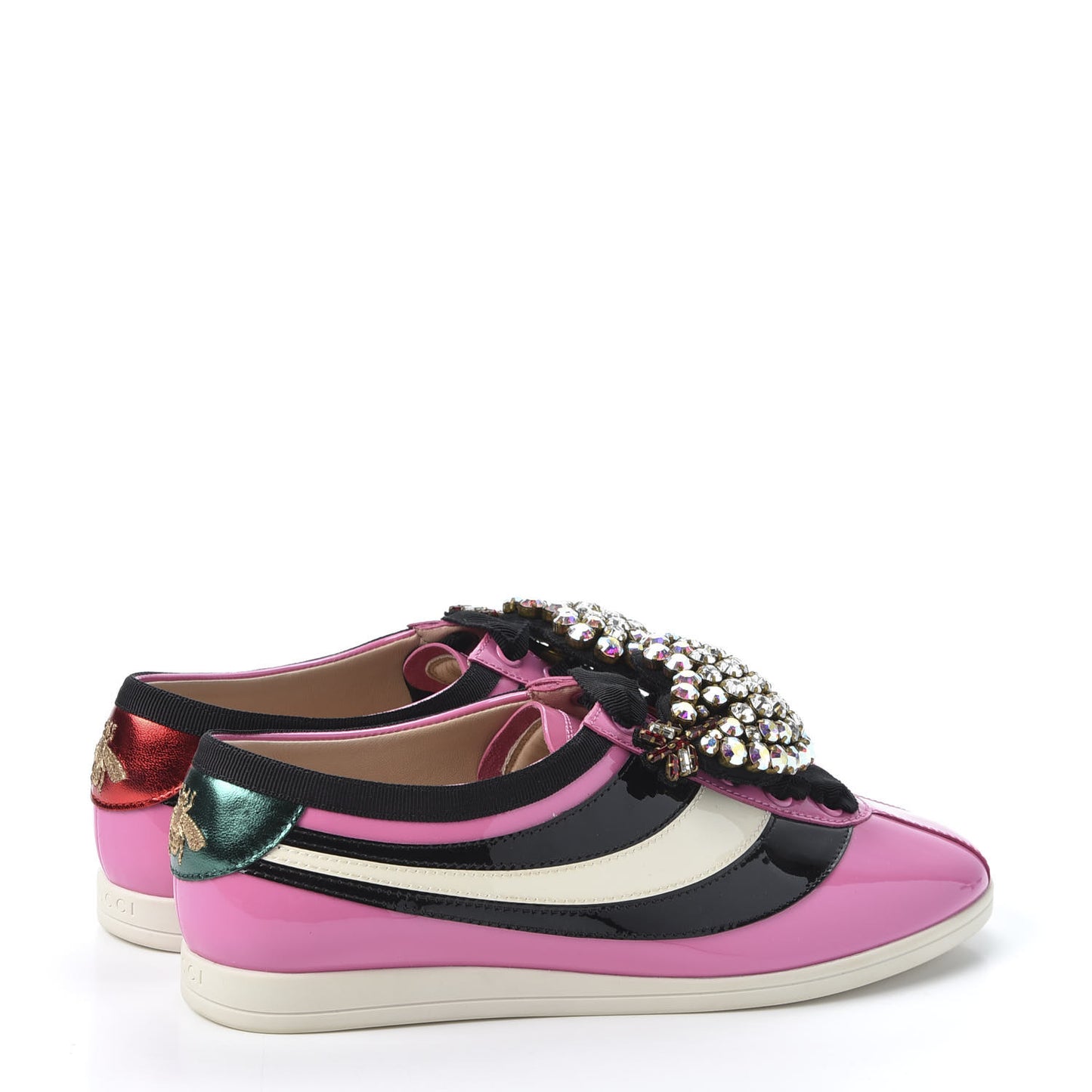 Patent Calfskin Crystal Womens Web Falacer Sneakers 36 Pink
