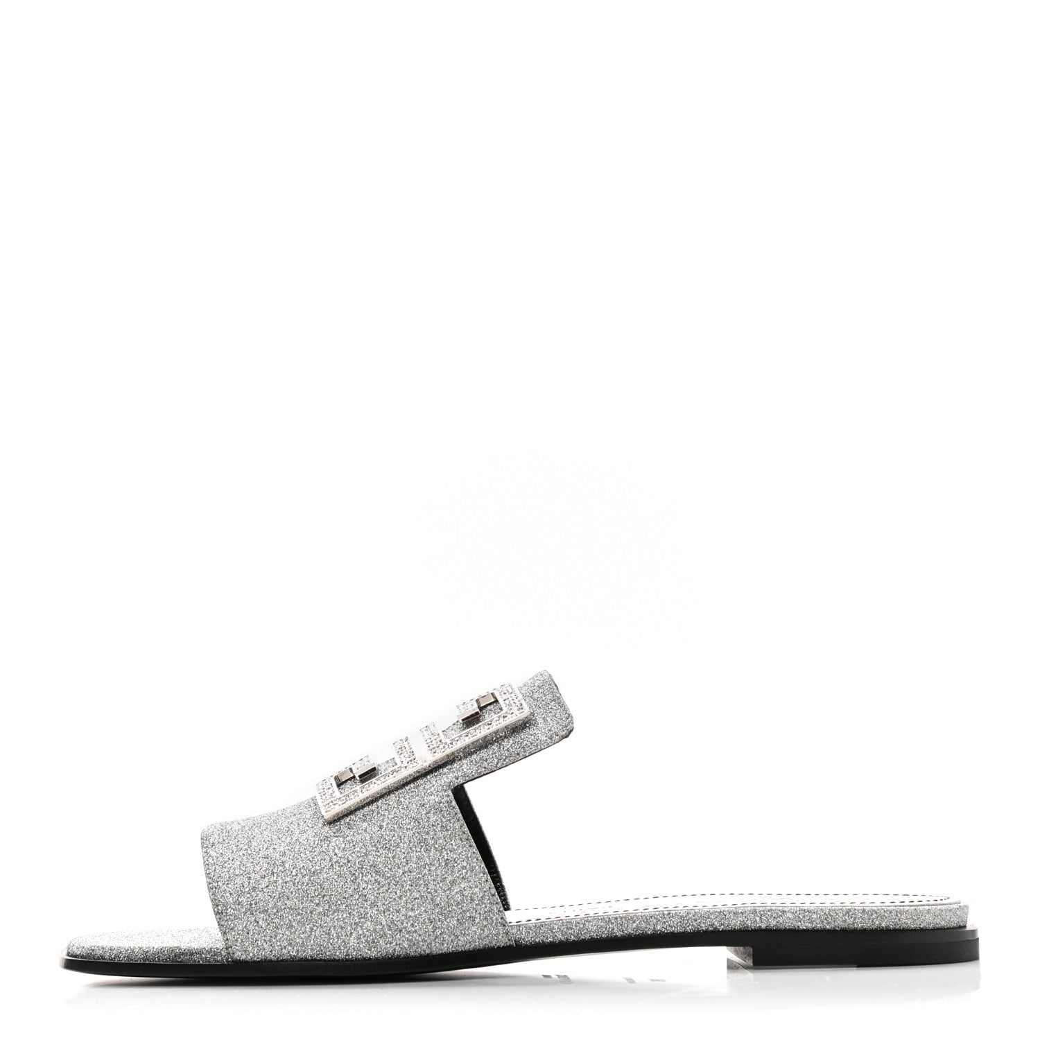Givenchy Glitter Embellished Calfskin 4G Flat Sandals 36.5 Silver 1 of 10