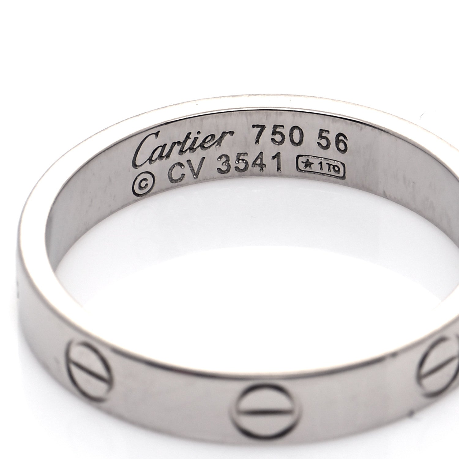 Cartier 18K White Gold 3.5mm LOVE Wedding Band Ring 56 7.5 5 of 5