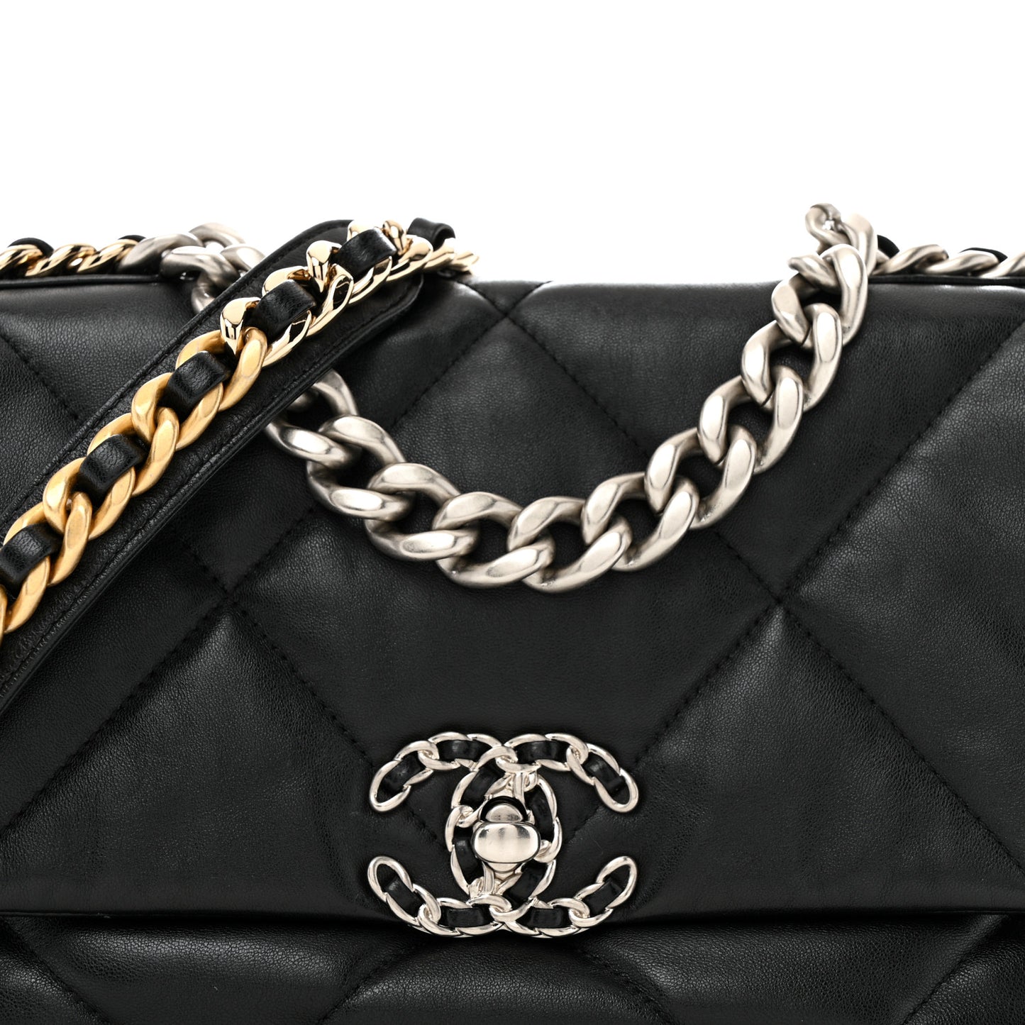 Lambskin Quilted Medium Chanel 19 Flap Black
