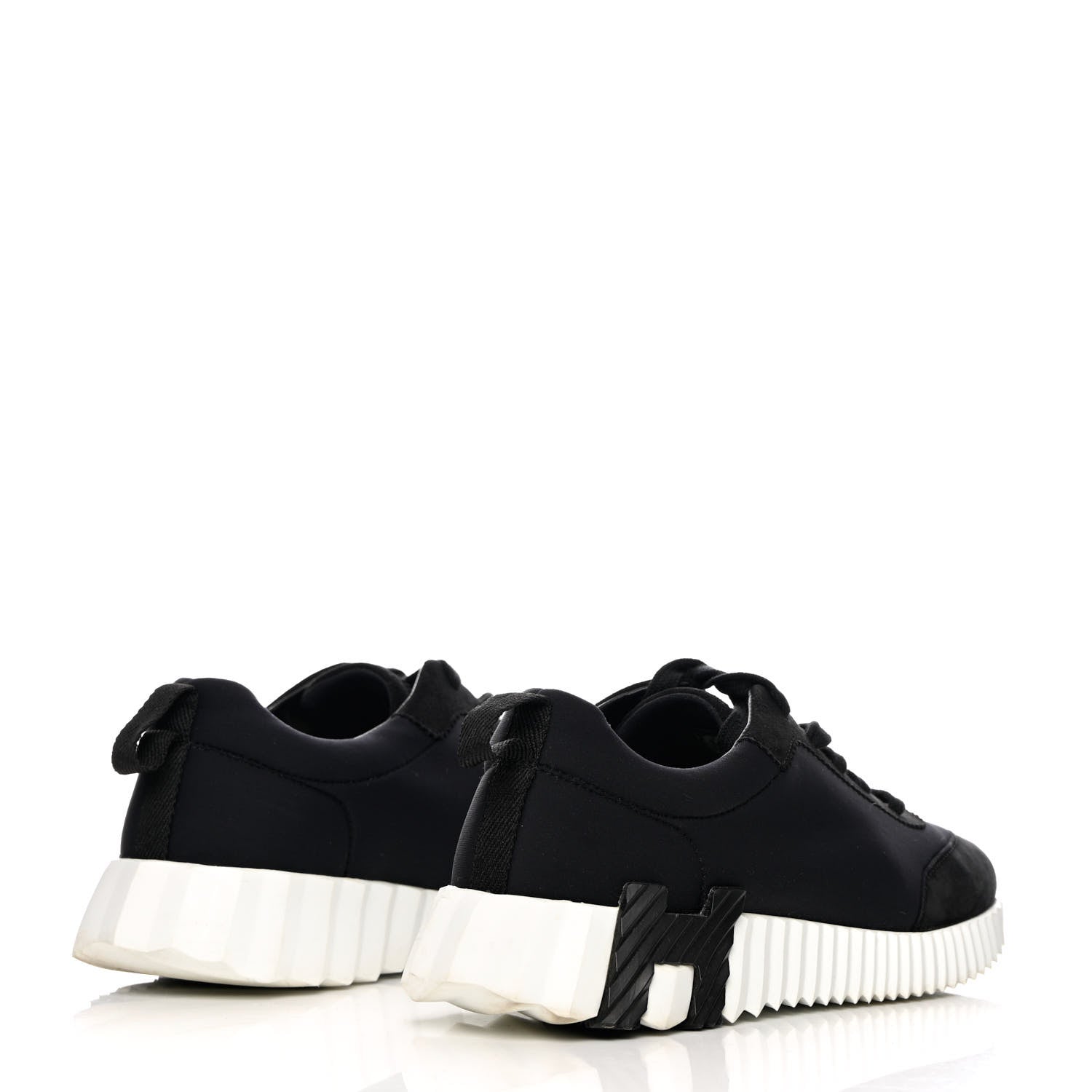 Hermes Technical Jersey Suede Goatskin Bouncing Sneakers 37 Black White 4 of 13