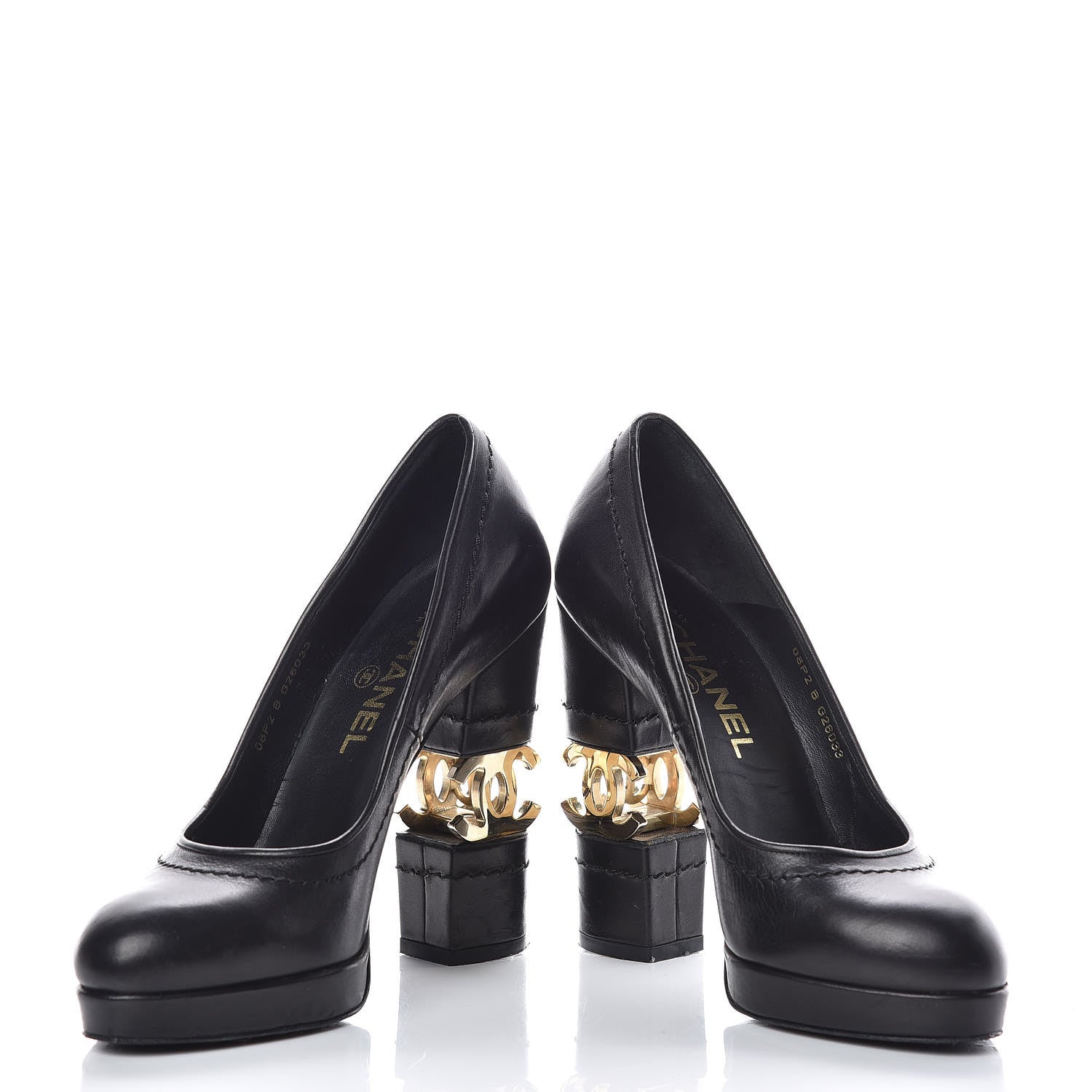 Chanel Calfskin Escarpins CC Pumps 36.5 Black 5 of 13