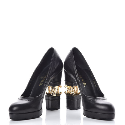 Chanel Calfskin Escarpins CC Pumps 36.5 Black 5 of 13