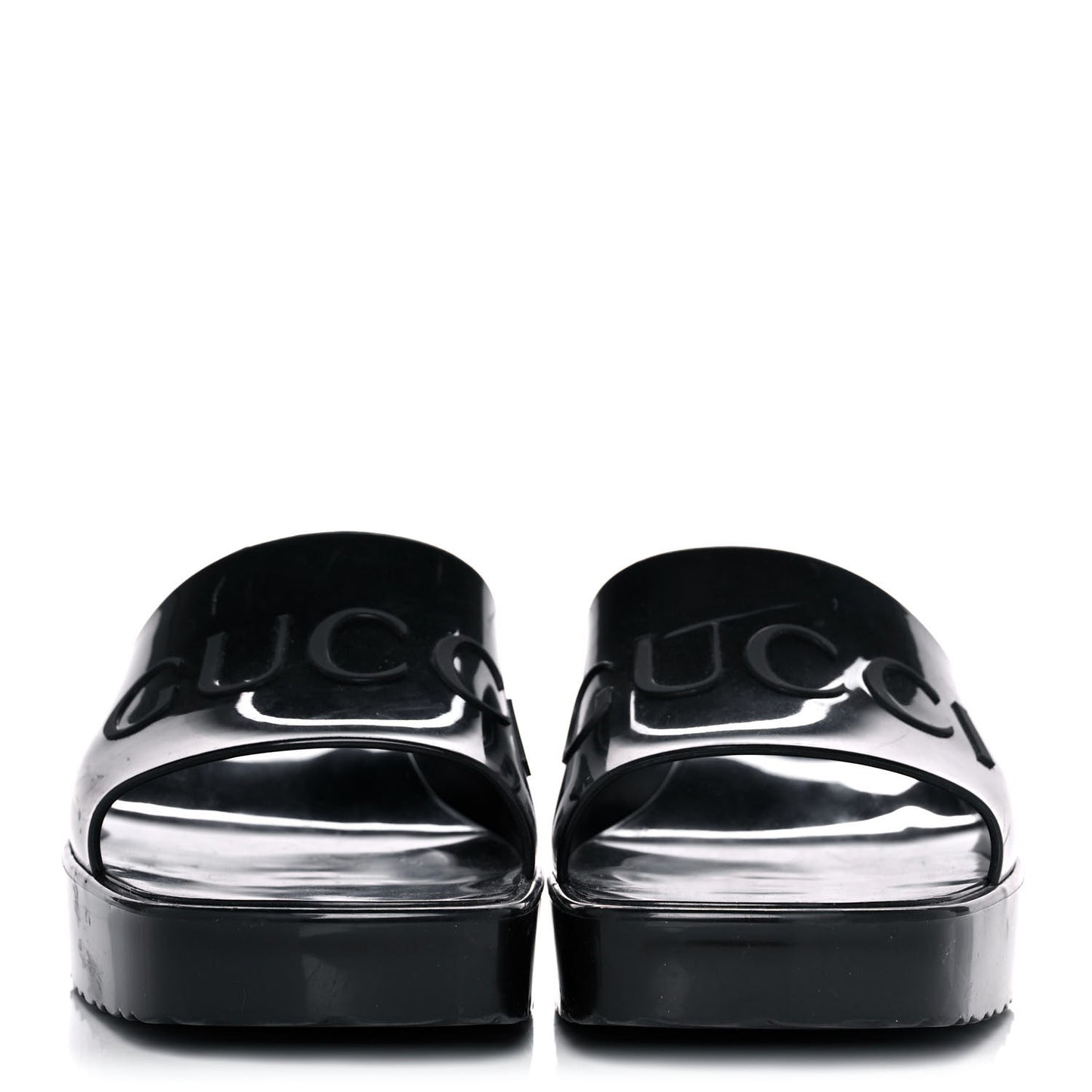 Rubber Gucci Logo Womens Platform 20/60mm Slide Sandals 36 Black