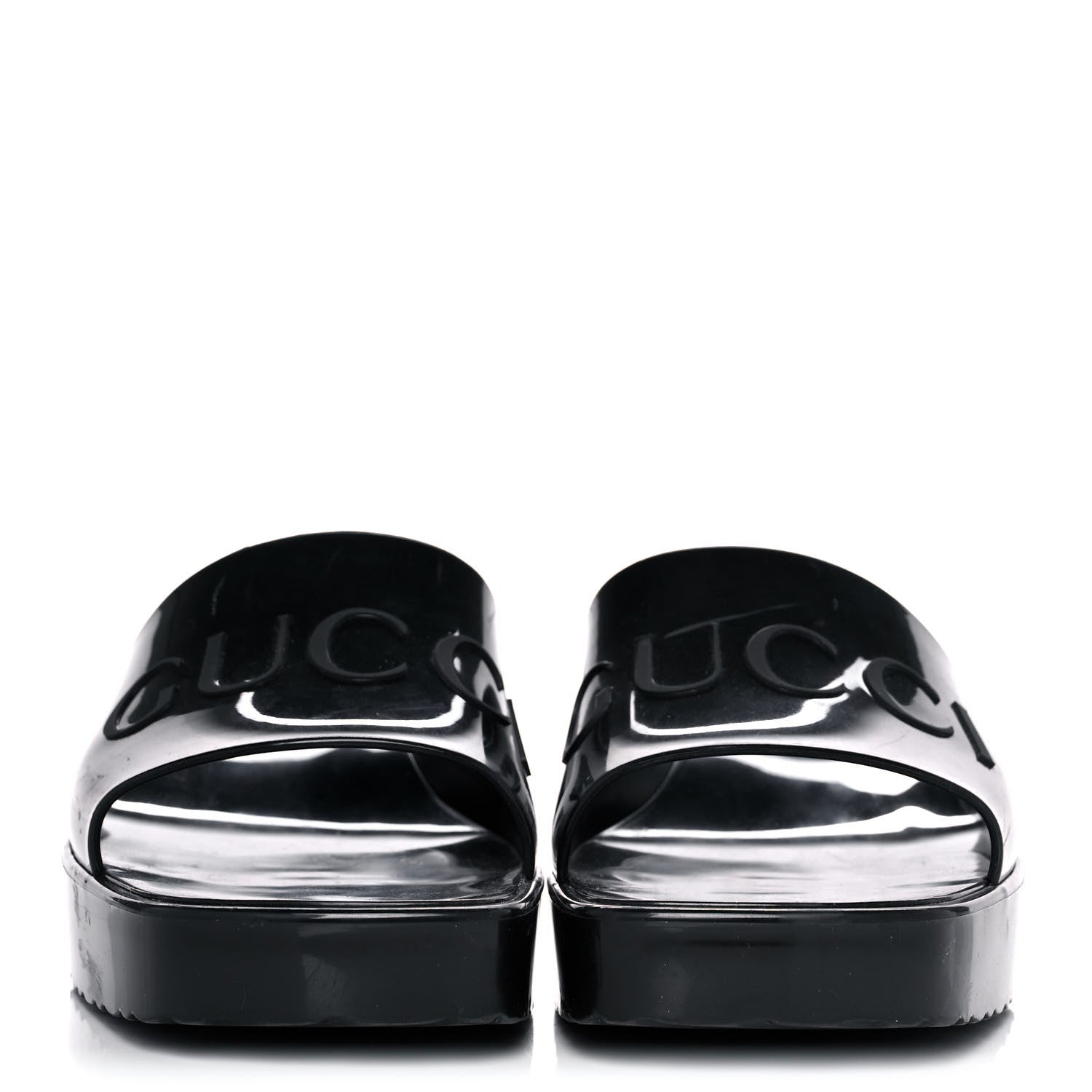 Gucci Rubber Gucci Logo Womens Platform 20/60mm Slide Sandals 36 Black 2 of 11
