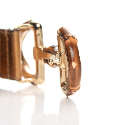 Gucci Leather Bamboo Horsebit Belt 90 36 Bronze 4 of 7