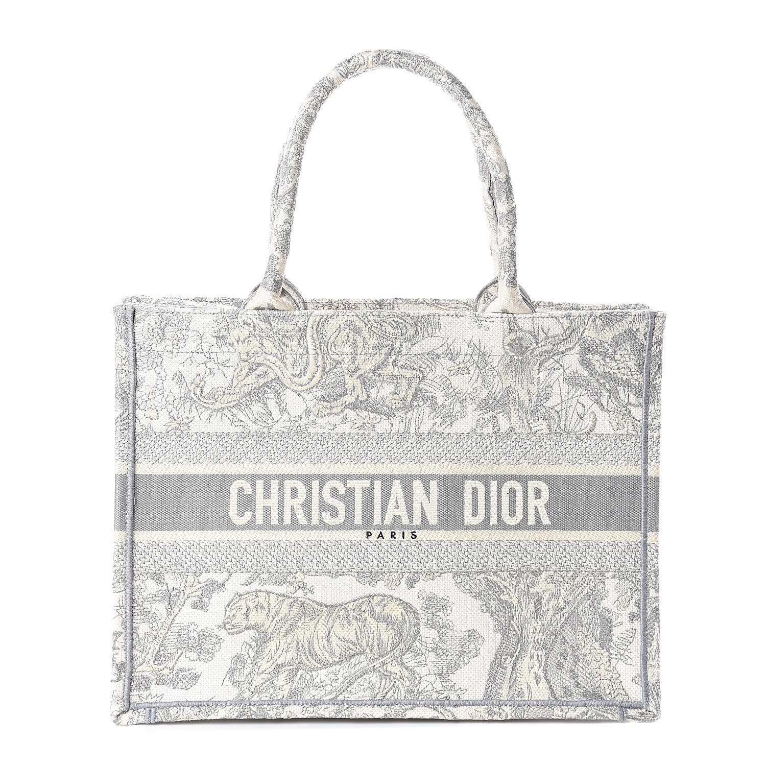Christian Dior Canvas Embroidered Medium Dioriviera Toile De Jouy Book Tote Gray 1 of 9