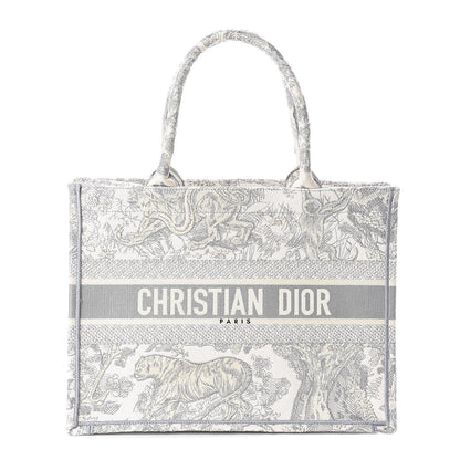 Christian Dior Canvas Embroidered Medium Dioriviera Toile De Jouy Book Tote Gray 1 of 9