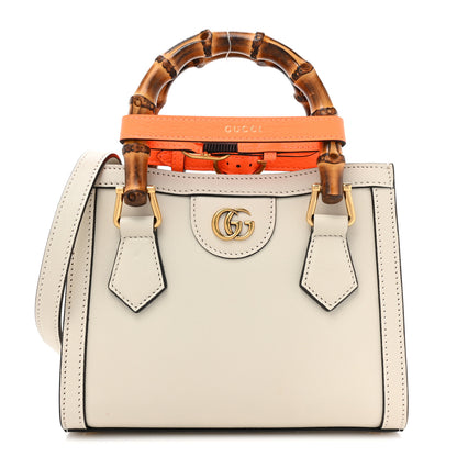 Gucci Wonka Grain Calfskin Mini Diana Tote Bag Mystic White Orange Fluo 1 of 12