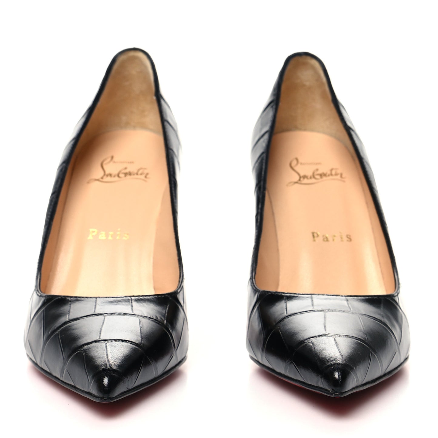 Calfskin Crocodile Embossed Kate 85 Pumps 36 Black
