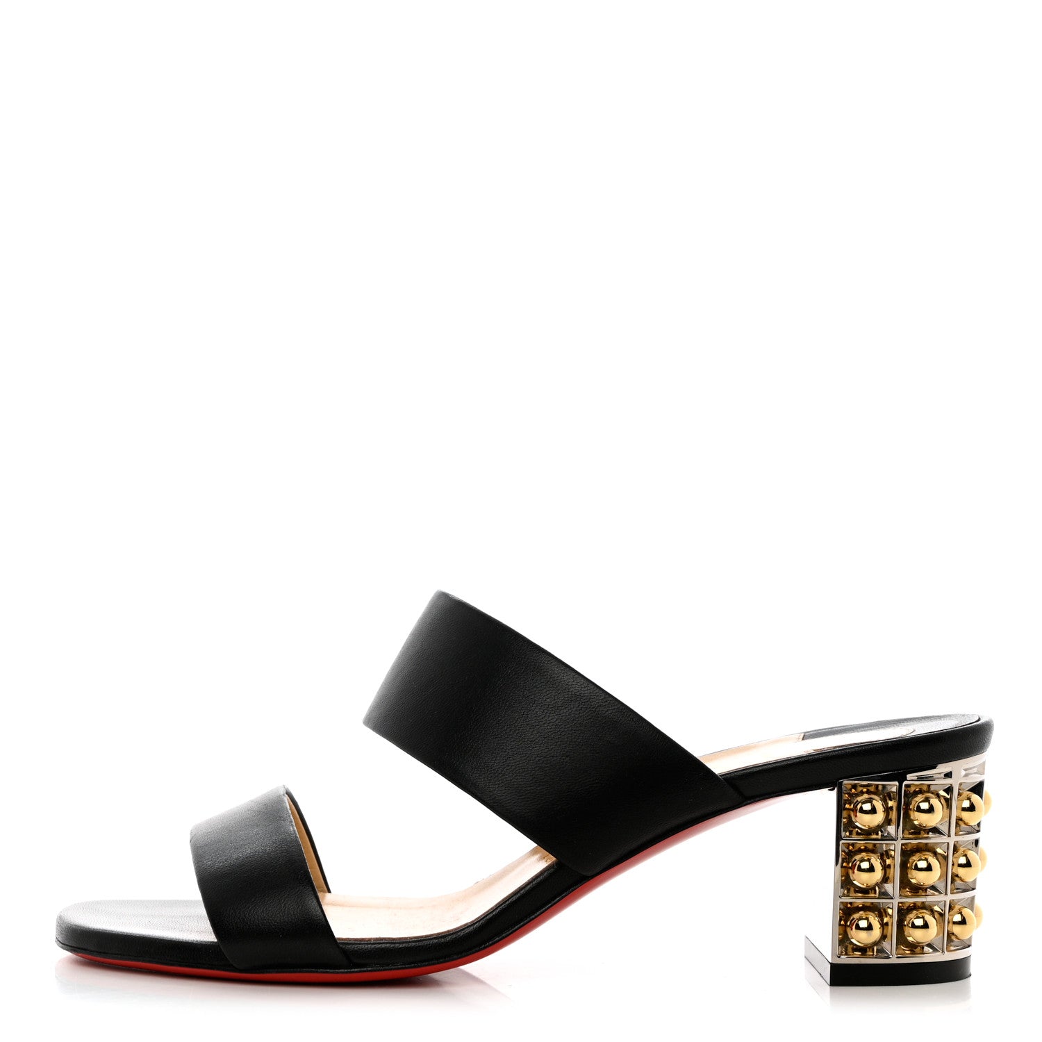 Christian Louboutin Nappa Vasa Opticat 55 Slide Sandals 37 Black Gold 1 of 10