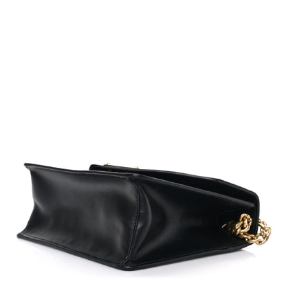 Prada Saffiano Soft Calfskin Metal Triangle Logo Envelope Chain Shoulder Bag Black 8 of 8