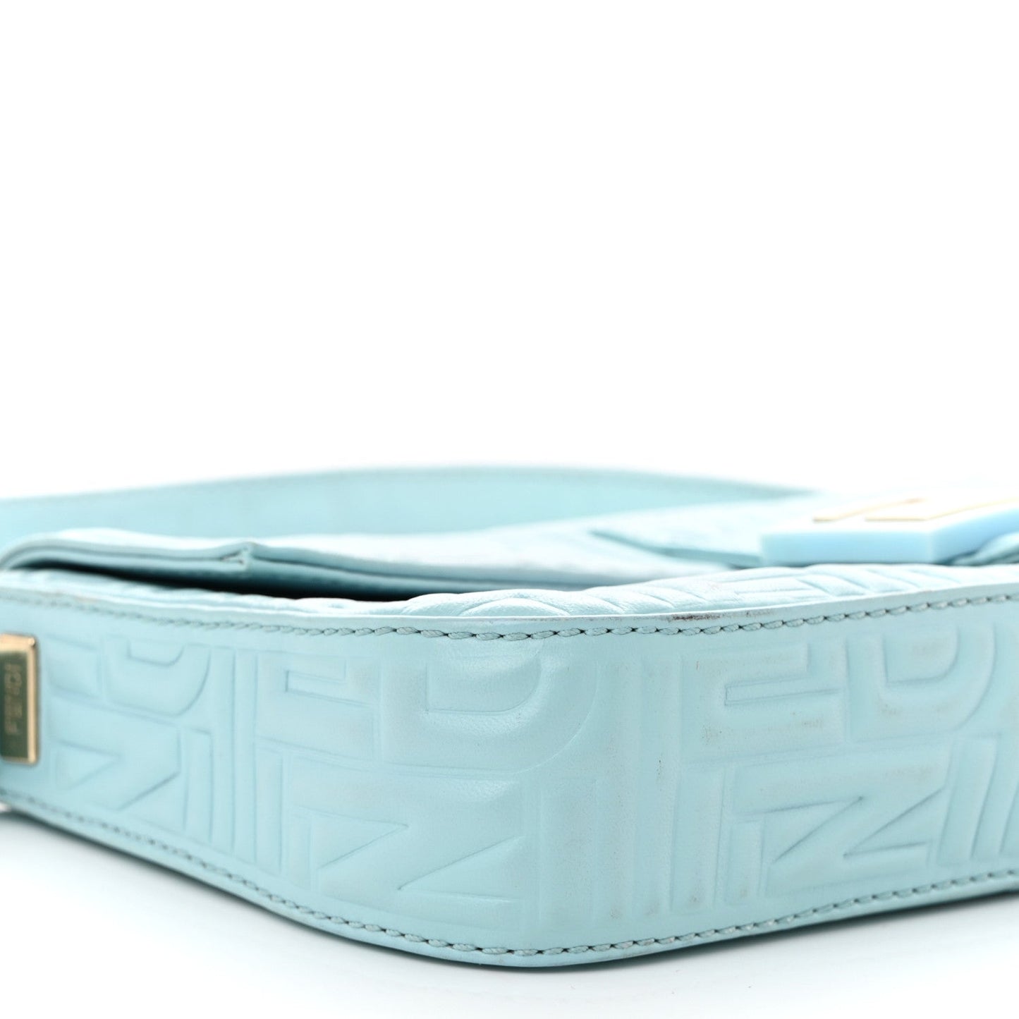 Nappa Logo Embossed Baguette Blue