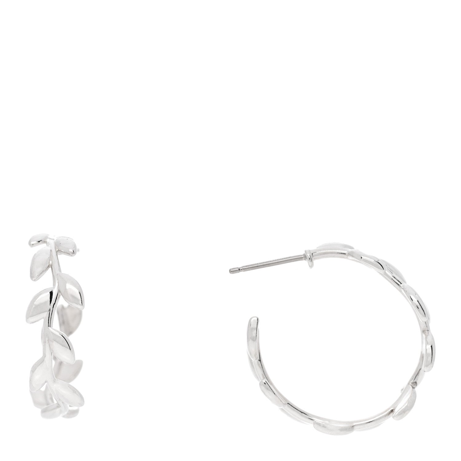 Tiffany Sterling Silver Paloma Picasso Olive Leaf Hoop Earrings 1 of 4
