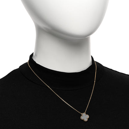 Van Cleef & Arpels 18K Yellow Gold Black Onyx Vintage Alhambra Pendant Necklace 2 of 6