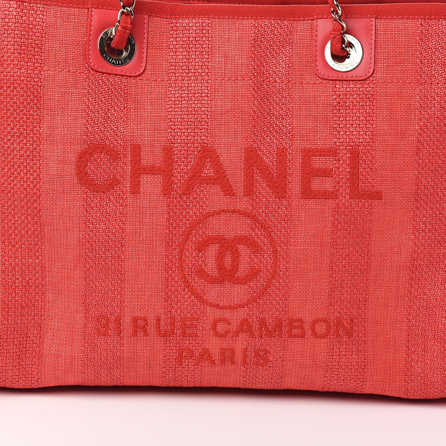 Chanel Mixed Fibers Striped Small Deauville Tote Red 9 of 9