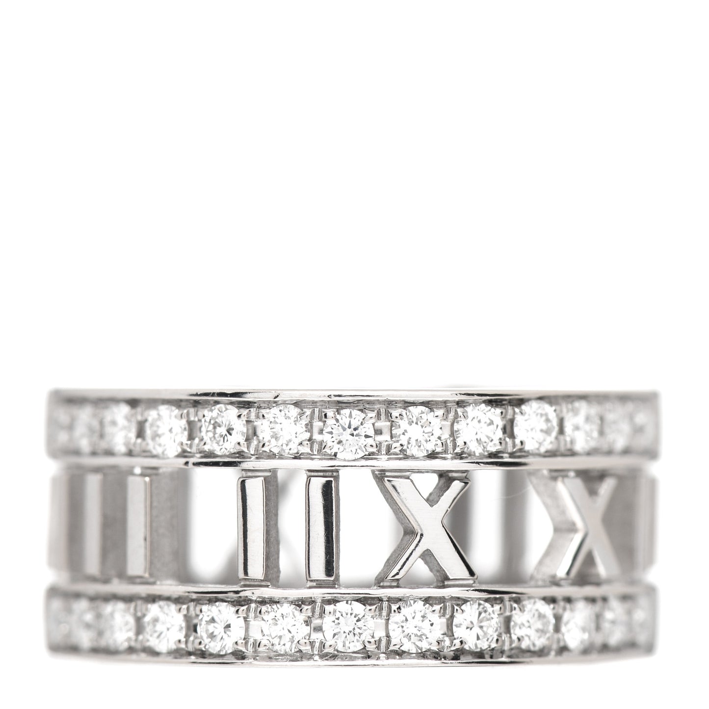 18K White Gold Diamond Wide Atlas Open Ring 54 7