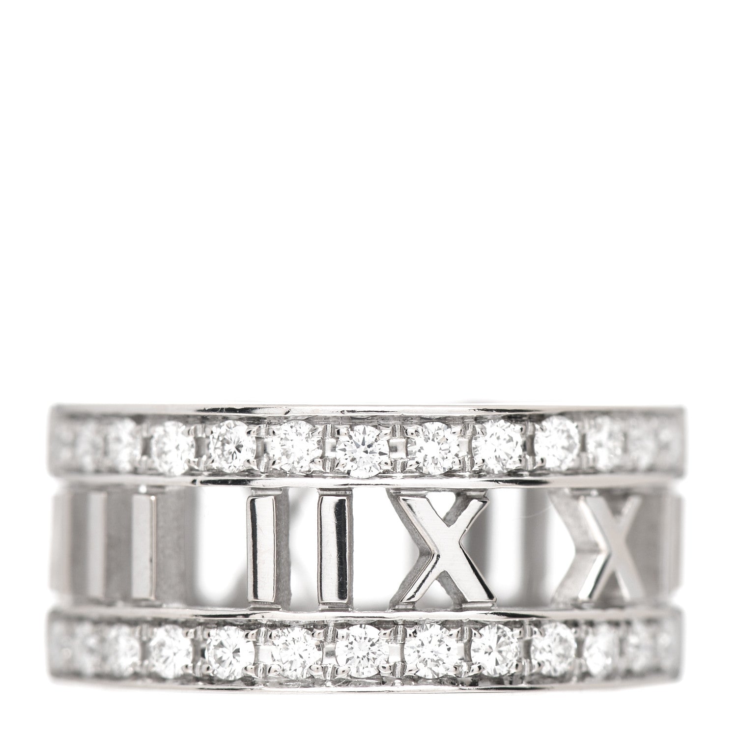 Tiffany 18K White Gold Diamond Wide Atlas Open Ring 54 7 1 of 4