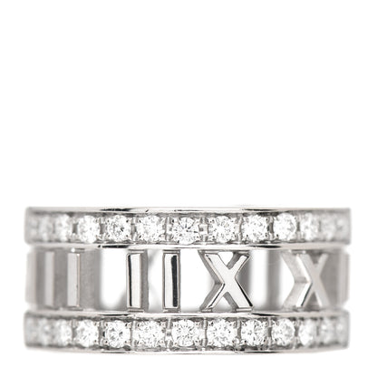 Tiffany 18K White Gold Diamond Wide Atlas Open Ring 54 7 1 of 4