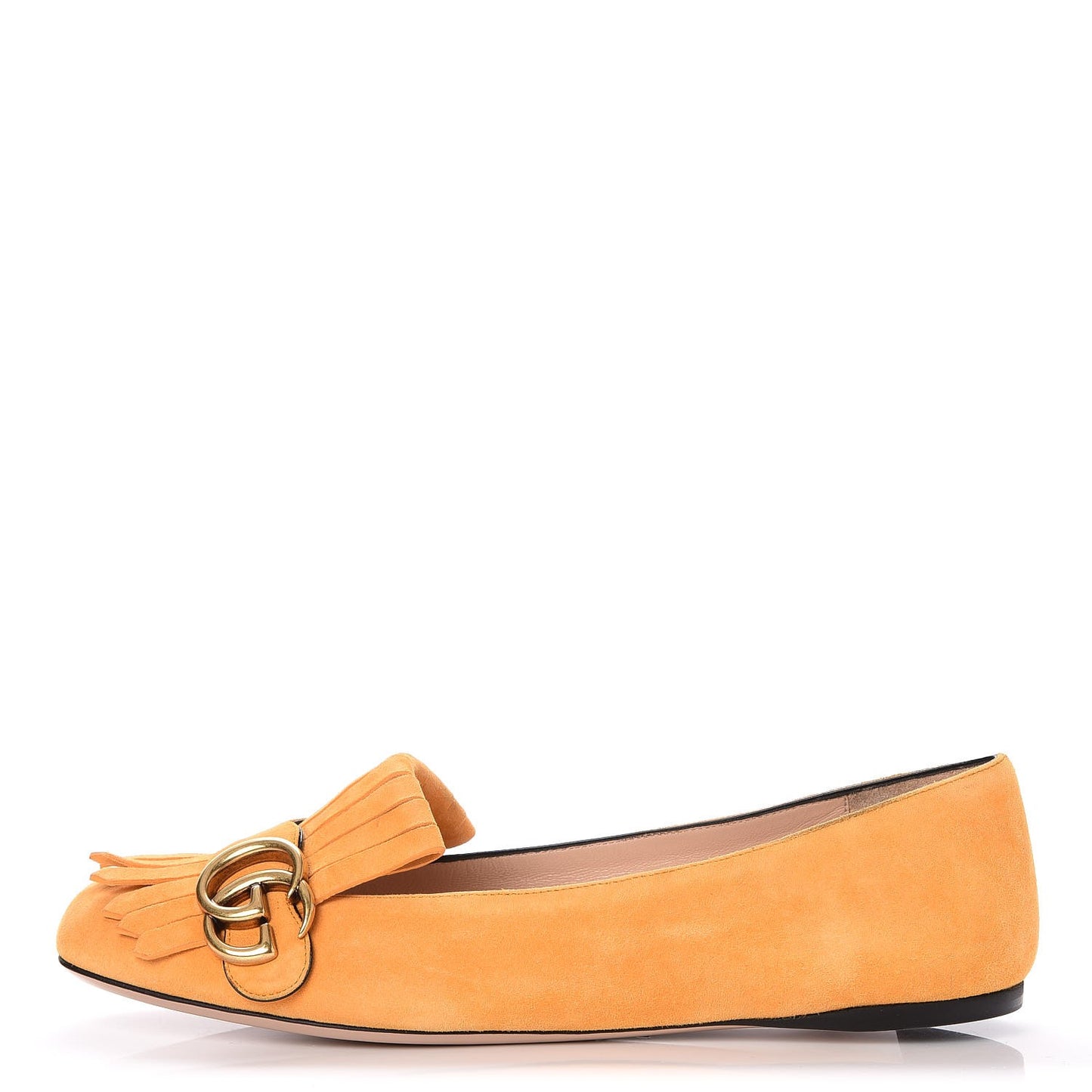 Kid Scamosciato GG Marmont Fringe Flats 39 Crystal Copper