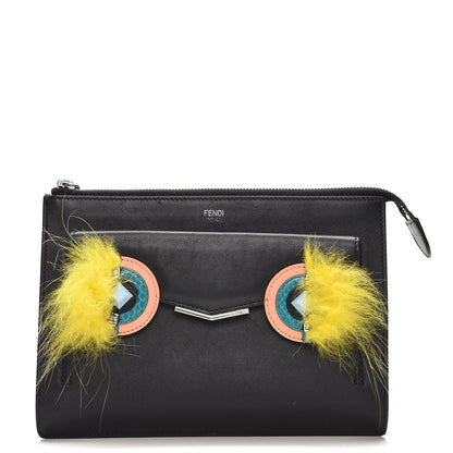 Fendi Vitello Dolce Fox Elaphe Ayers Hypnoteyes Min 2Jours Pouch Black Giallo Multicolor 1 of 9