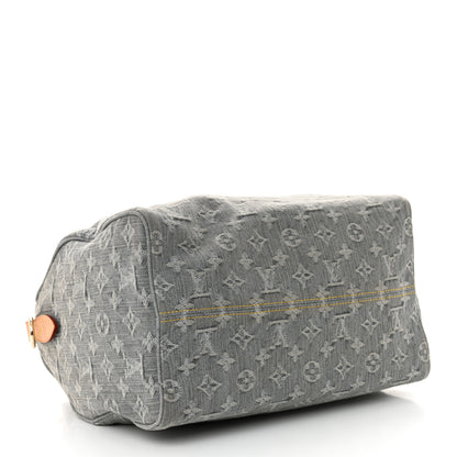 Louis Vuitton Monogram Denim Speedy Soft 30 Washed Gray 4 of 10