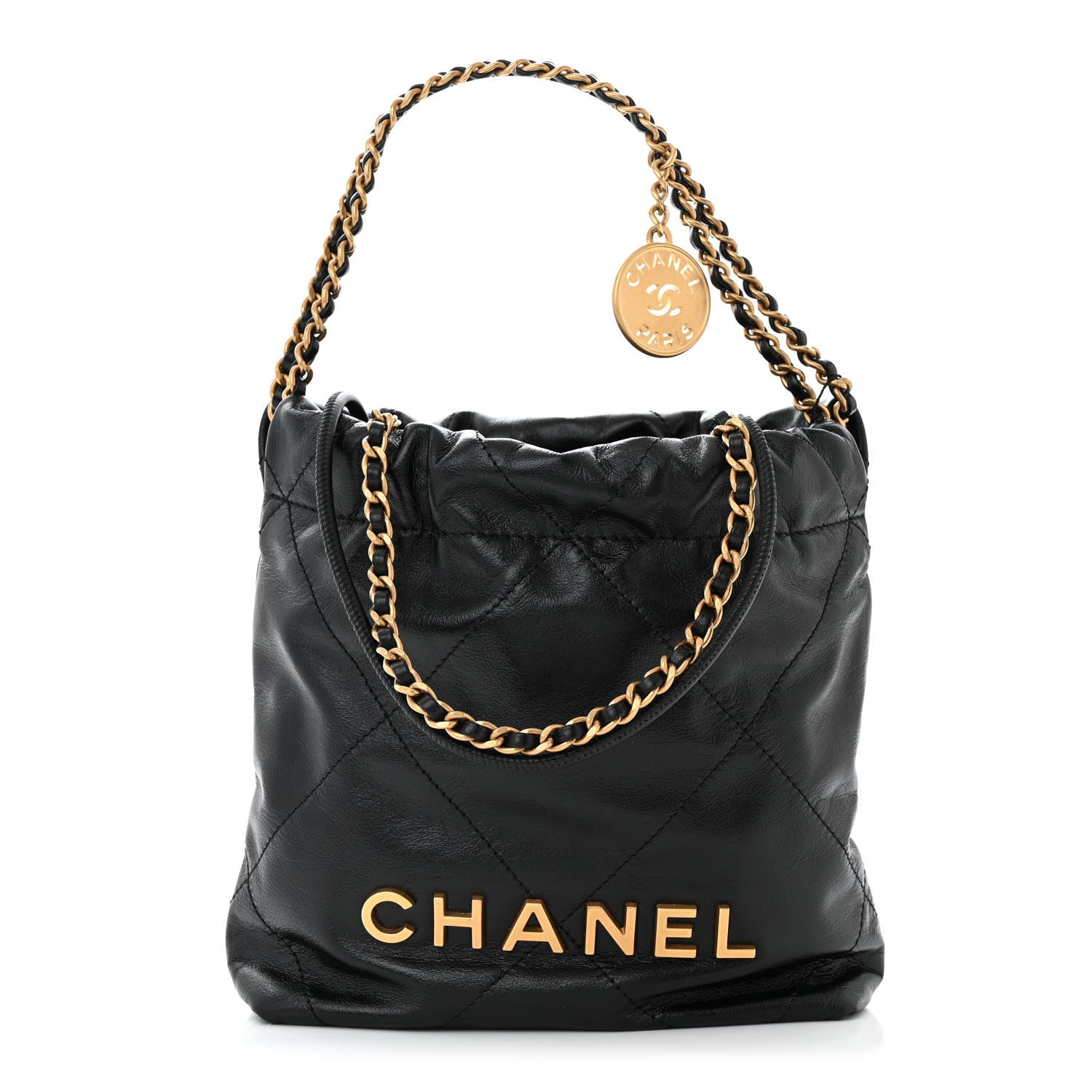 Chanel Shiny Calfskin Quilted Mini Chanel 22 Black 1 of 11