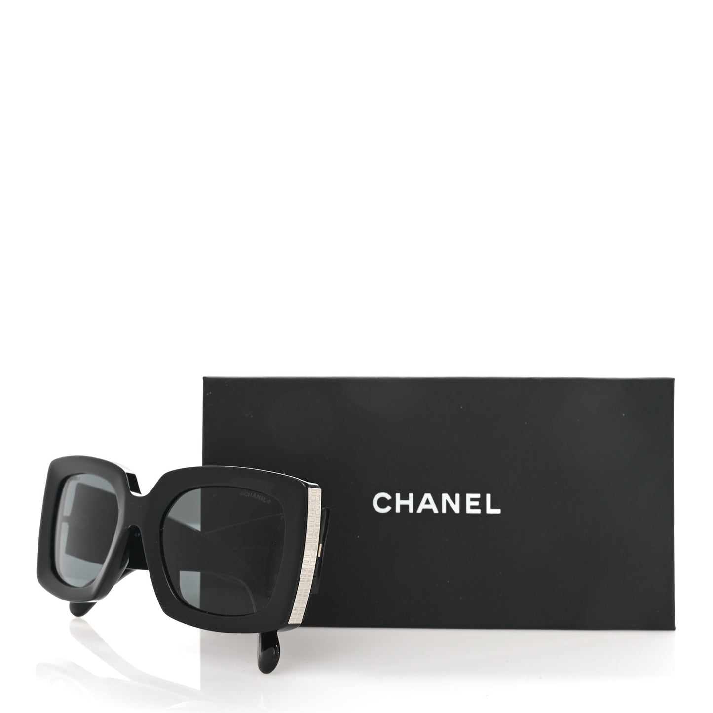 Acetate Rectangle Sunglasses 5435 Black Grey