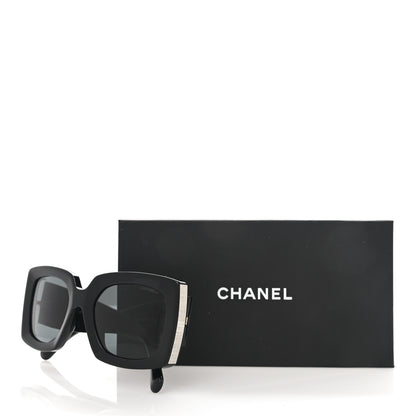 Chanel Acetate Rectangle Sunglasses 5435 Black Grey 8 of 8
