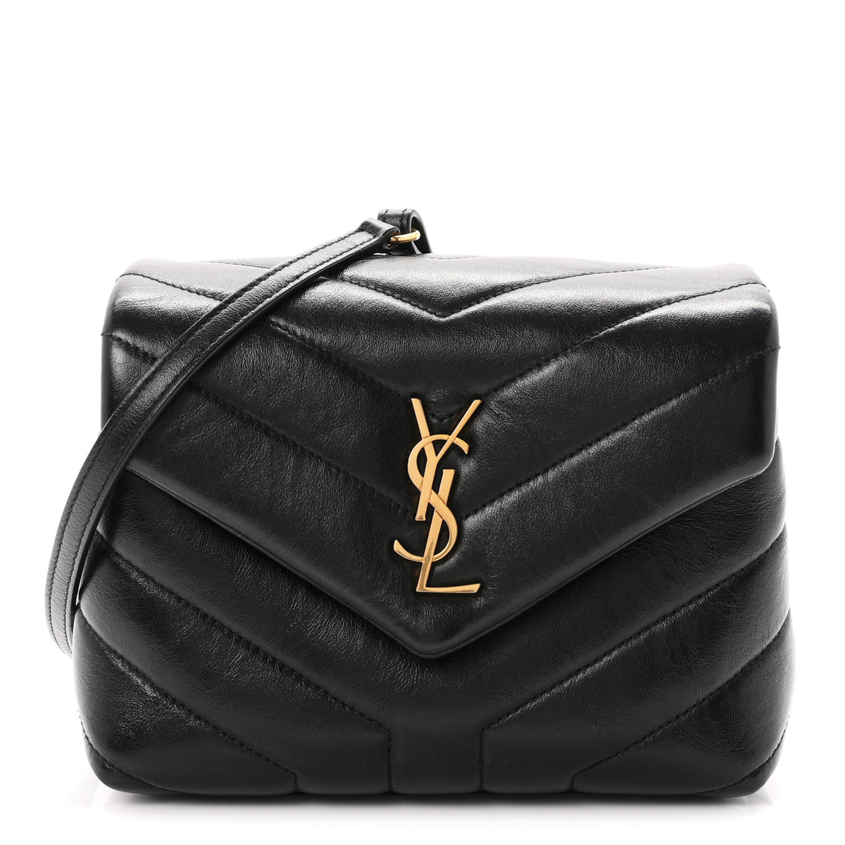 Calfskin Y Quilted Monogram Toy Loulou Crossbody Bag Black