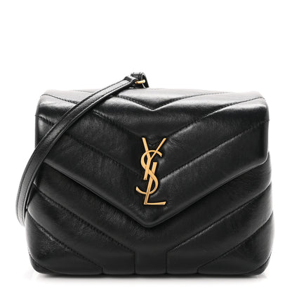 Saint Laurent Calfskin Y Quilted Monogram Toy Loulou Crossbody Bag Black 1 of 10