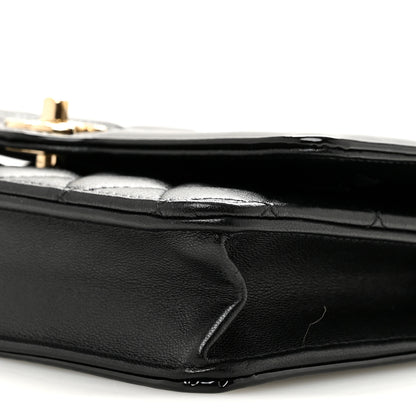 Chanel Lambskin Patent Calfskin Quilted Hold The Line CC Wallet On Chain WOC Black 10 of 12