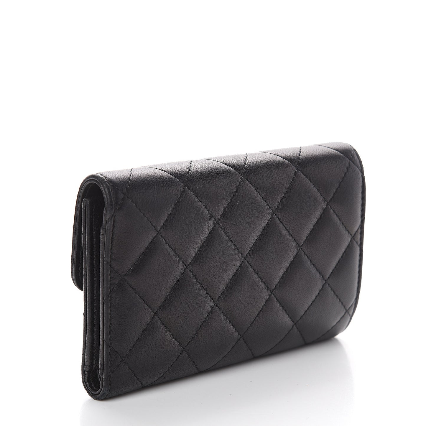 Lambskin Quilted Small Flap Wallet Black