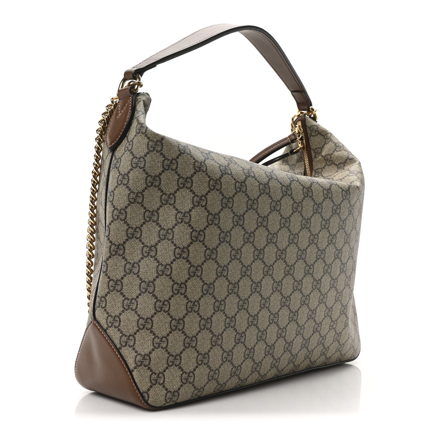 GG Supreme Monogram Large Linea A Hobo Light Brown