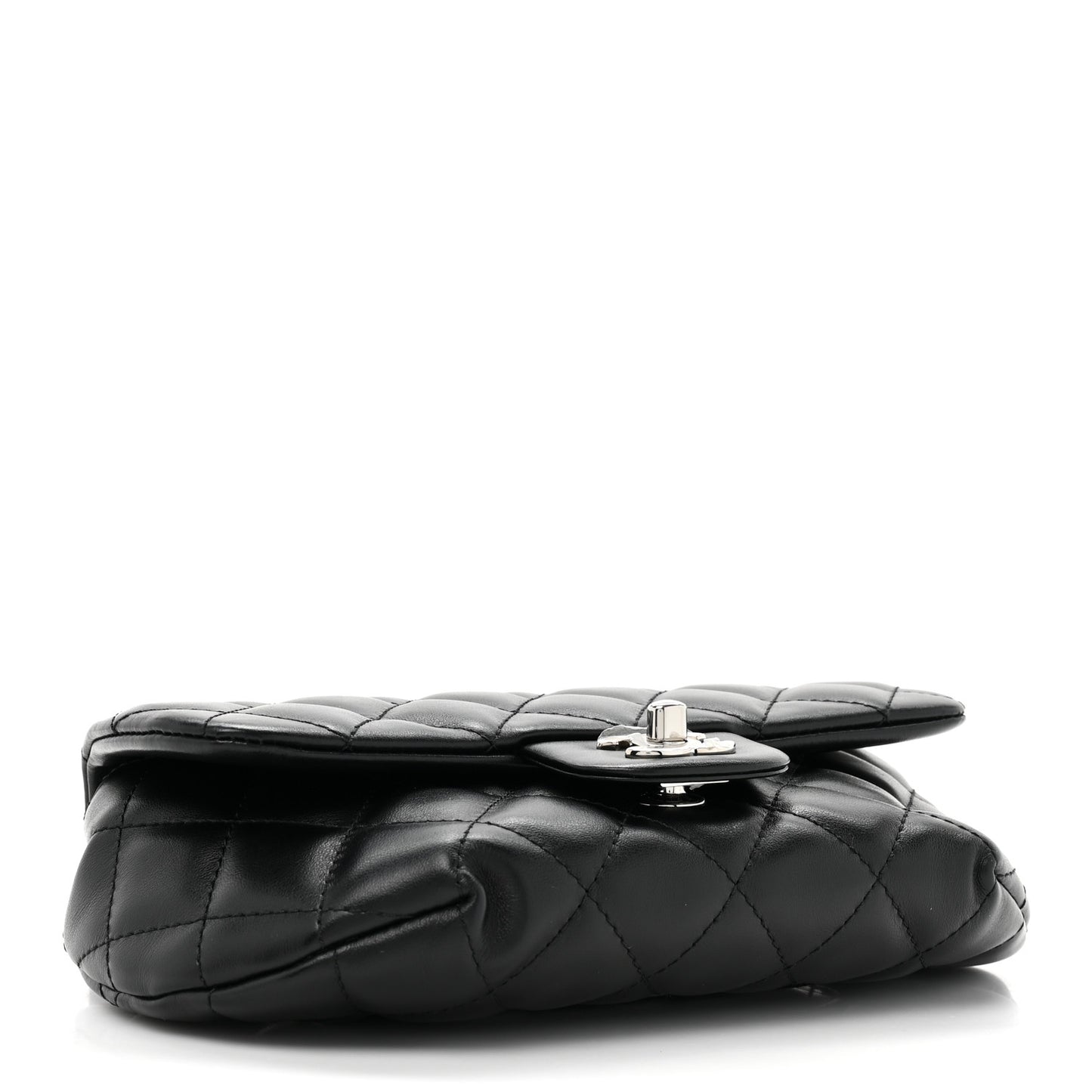 Calfskin Quilted CC Uniform Flap Belt Bag Black