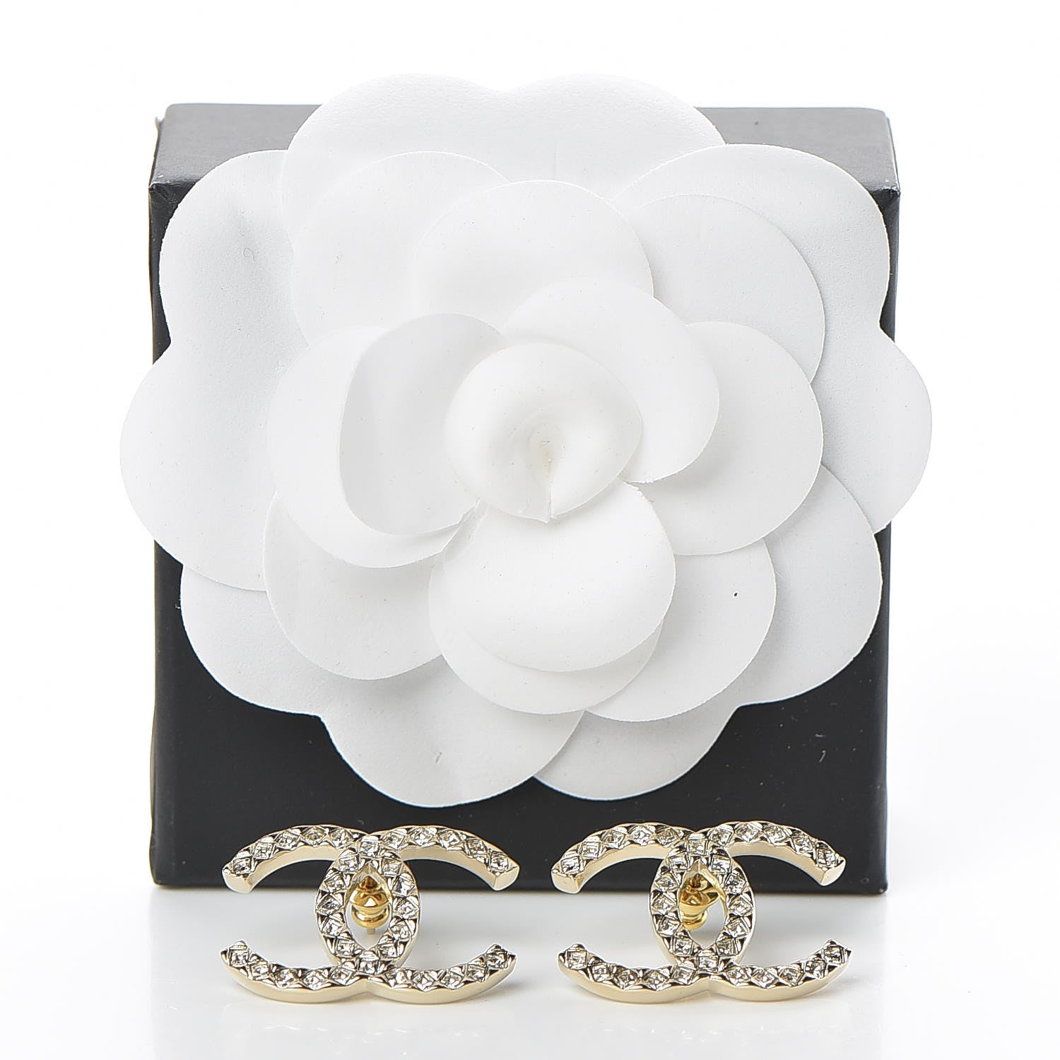 Chanel Baguette Crystal High Society CC Earrings Gold 5 of 5