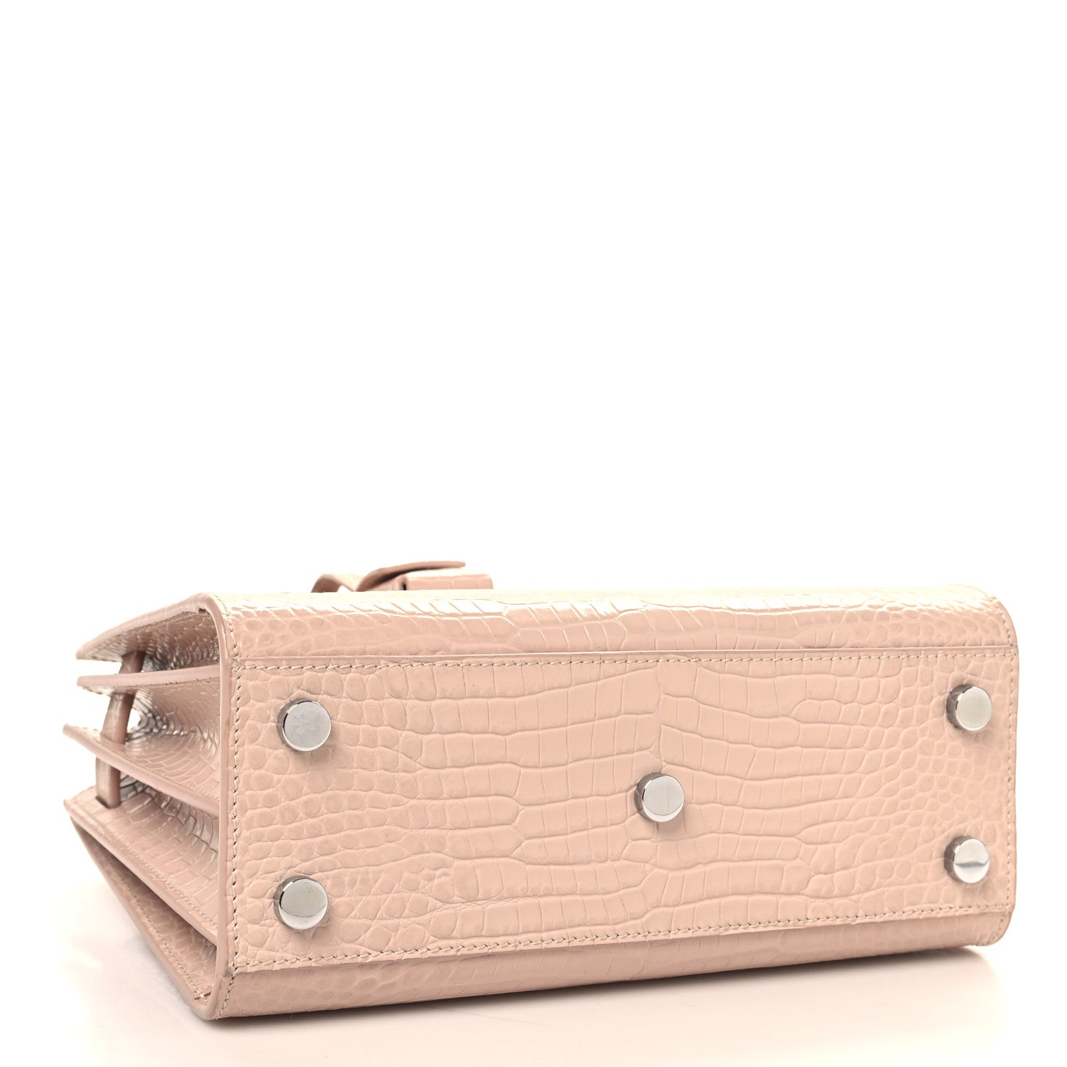 Saint Laurent Calfskin Crocodile Embossed Nano Sac De Jour Rose Antic 4 of 11